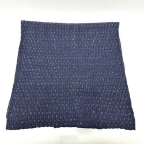 #106 CHANEL Coco Mark Braided Shawl Apparel Accessories Stole Logo Scarf Blue - Picture 8 of 9